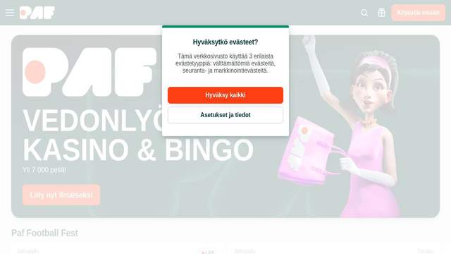 Paf casino screenshot